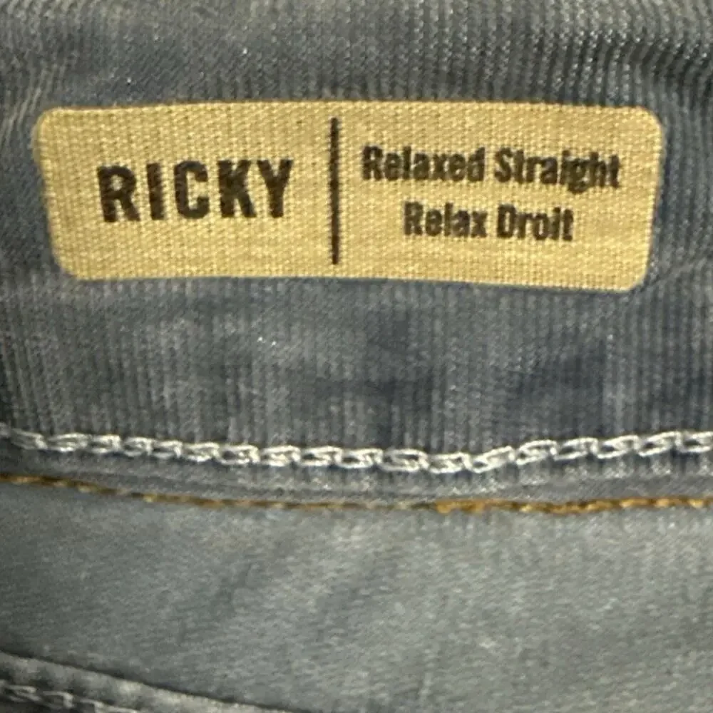 True Religion Jeans Mens 38 Blue Micro Corduroy Ricky Flaps Relaxed Straight VTG